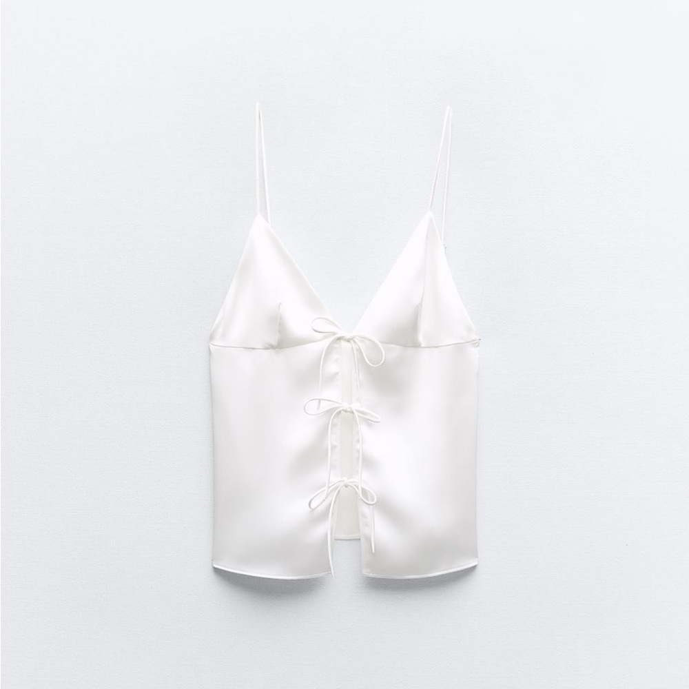 NWT - Zara Satin Effect Tank Top with Ties